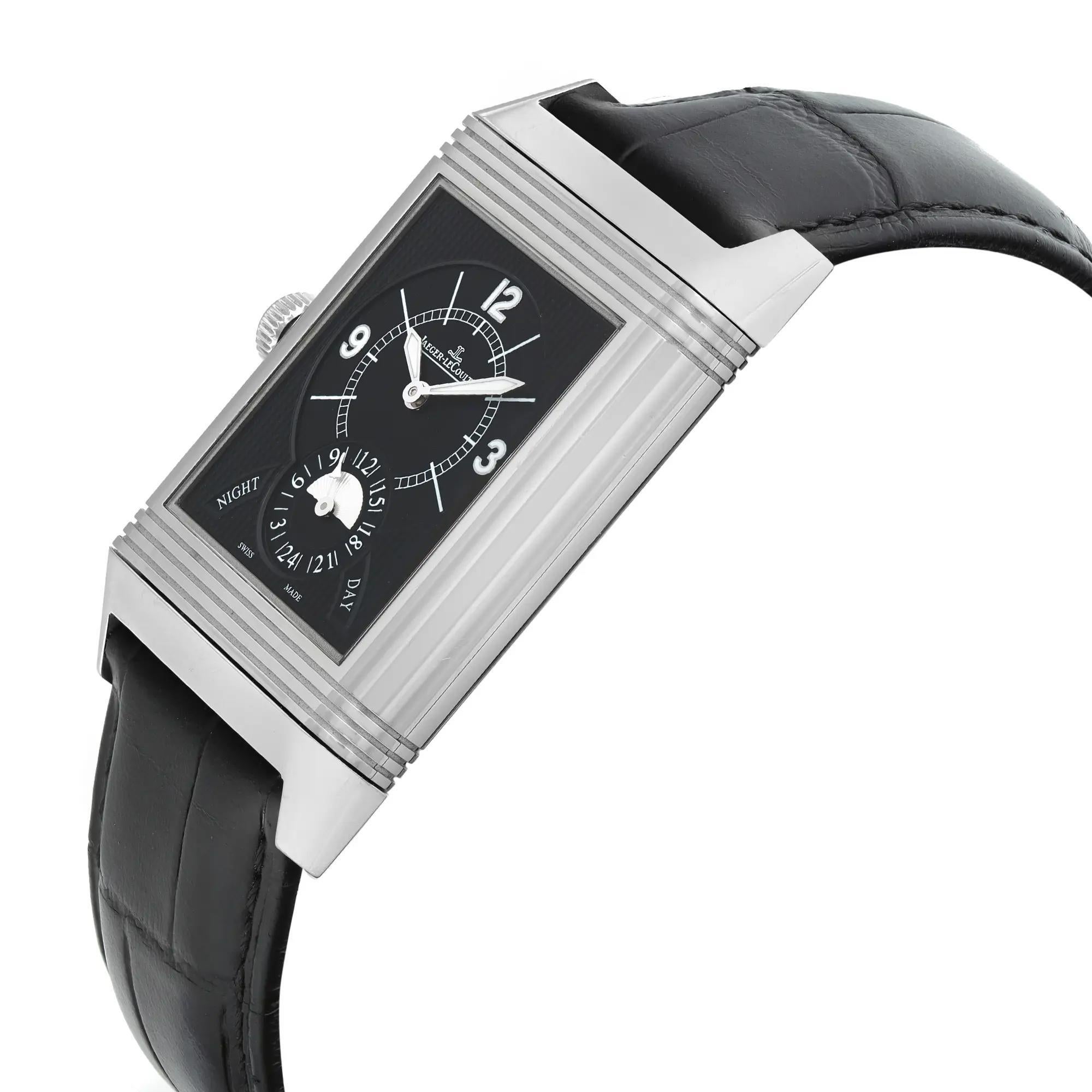 Jaeger LeCoultre Grande Reverso Duo Steel Silver Dial Watch 273.8.85 Q3748420 For Sale 2
