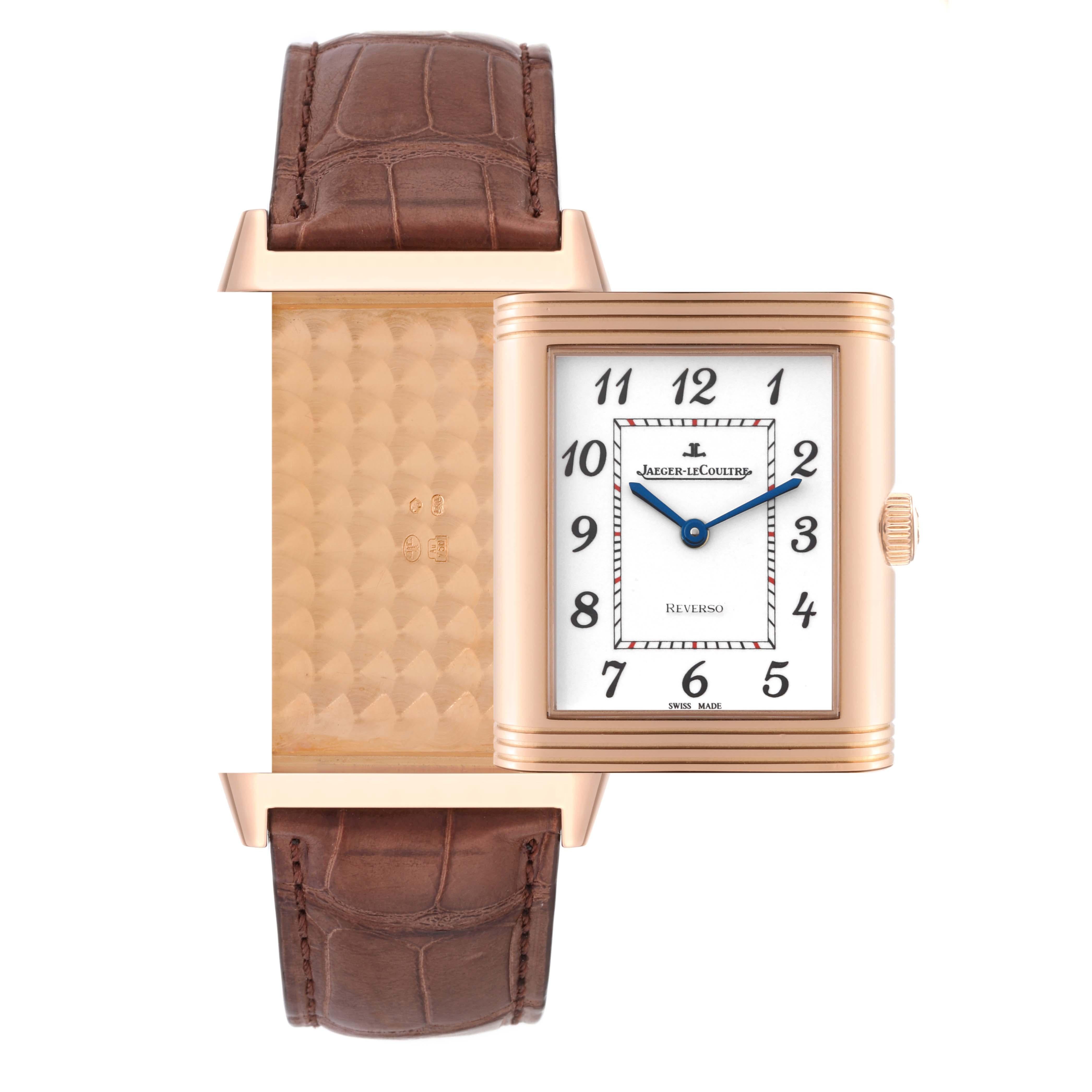 Jaeger LeCoultre Grande Reverso Email Rose Gold Mens Watch 273.2.62 Q3732523 In Excellent Condition For Sale In Atlanta, GA