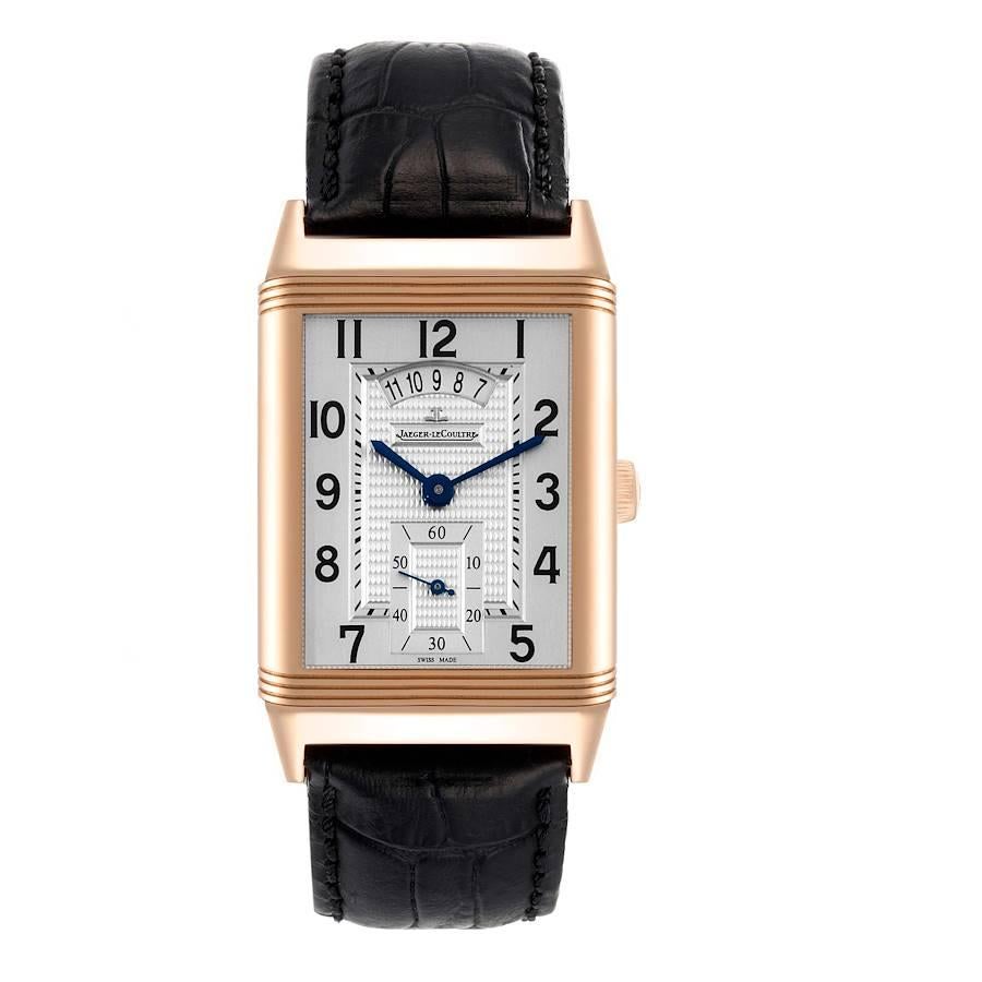 Jaeger LeCoultre Grande Reverso Rose Gold Watch 273.2.85 Q3742521. Manual winding movement. Straight line lever escapement, monometallic balance, adjusted to heat, cold, isochronism and 5 positions, shock protection, self compensating balance
