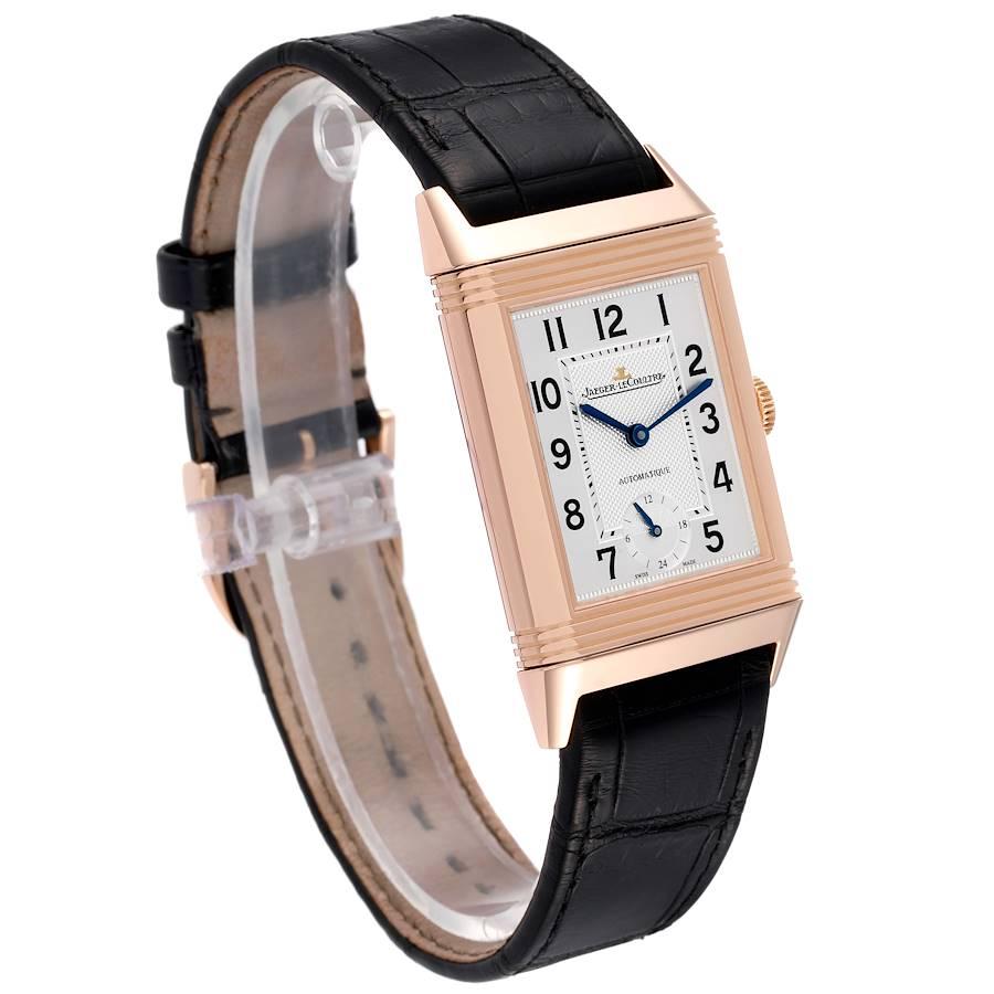 Jaeger LeCoultre Grande Reverso Rose Gold Watch 278.2.56 Q3802520 Box Papers In Excellent Condition For Sale In Atlanta, GA