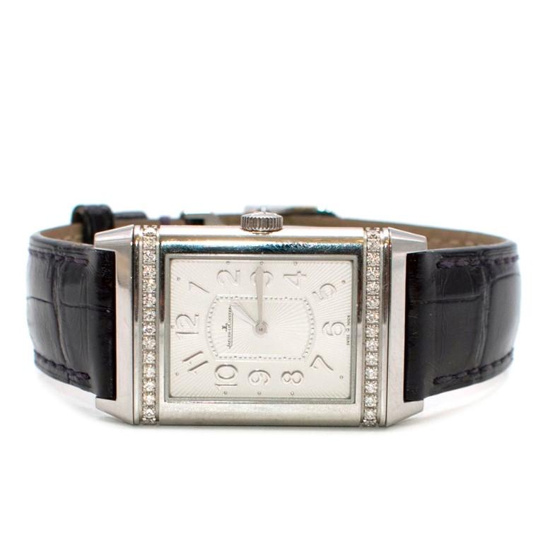 Jaeger-LeCoultre Grande Reverso Lady Ultra Thin Watch 

- Case material: Steel
- Rectangular case 
- Silvered dial, gold-plated struck numerals
- 30 diamonds 
- Manual winding 
- Alligator leather strap
- Double buckle fastening 

Material: