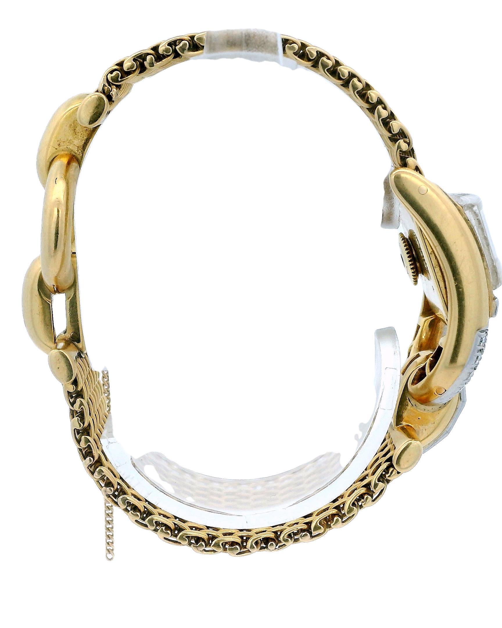 Gubelin 18k Yellow Gold Pave Stirrup Mesh Bracelet Ladies Watch For Sale 1