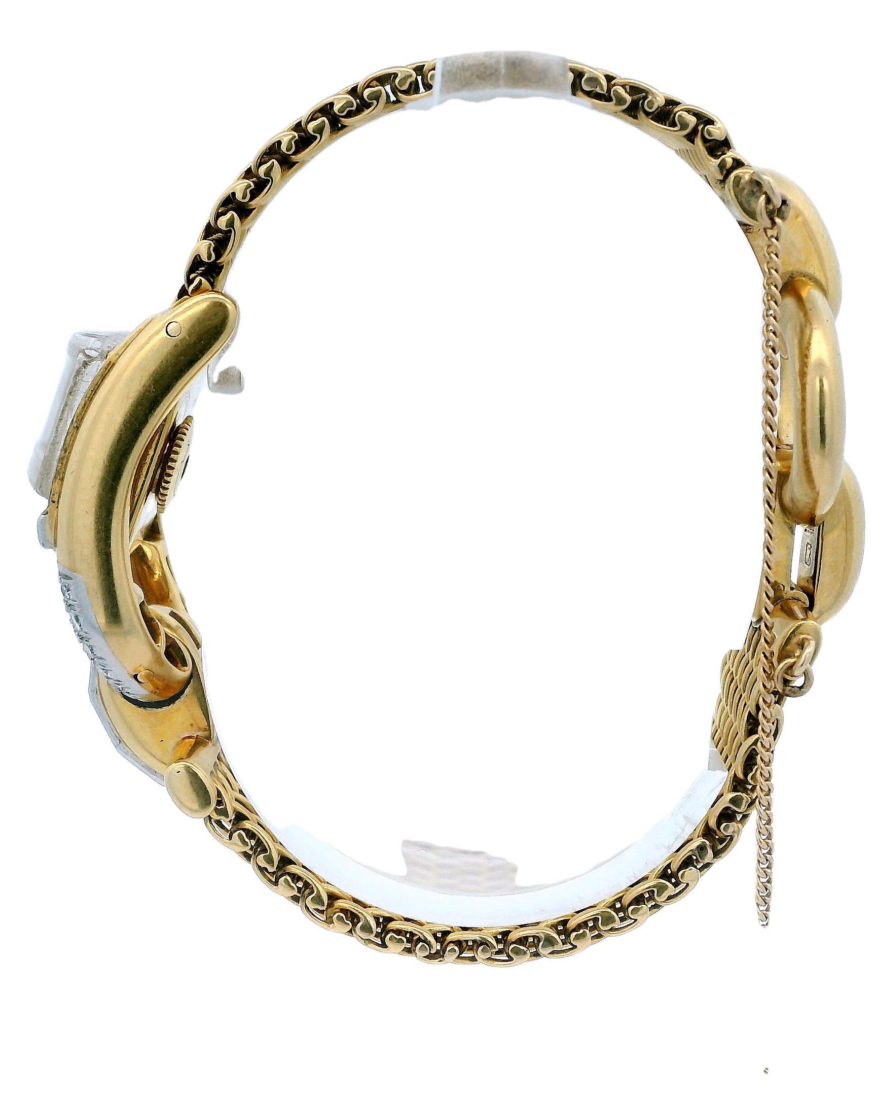 Gubelin 18k Yellow Gold Pave Stirrup Mesh Bracelet Ladies Watch For Sale 4