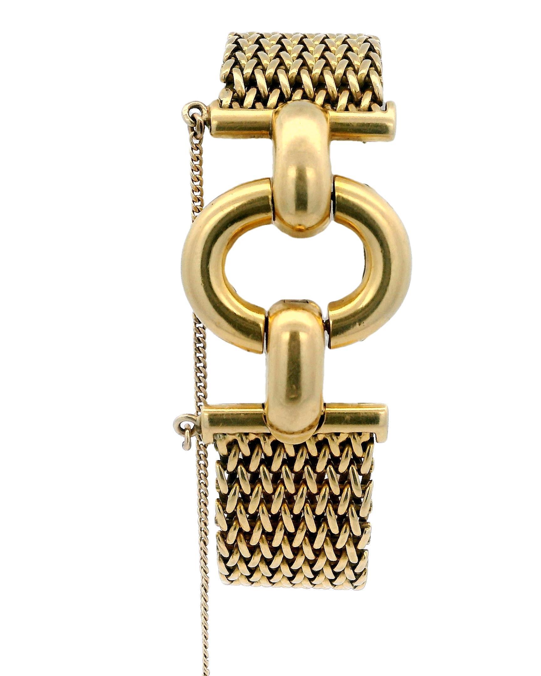 Gubelin 18k Yellow Gold Pave Stirrup Mesh Bracelet Ladies Watch For Sale 5