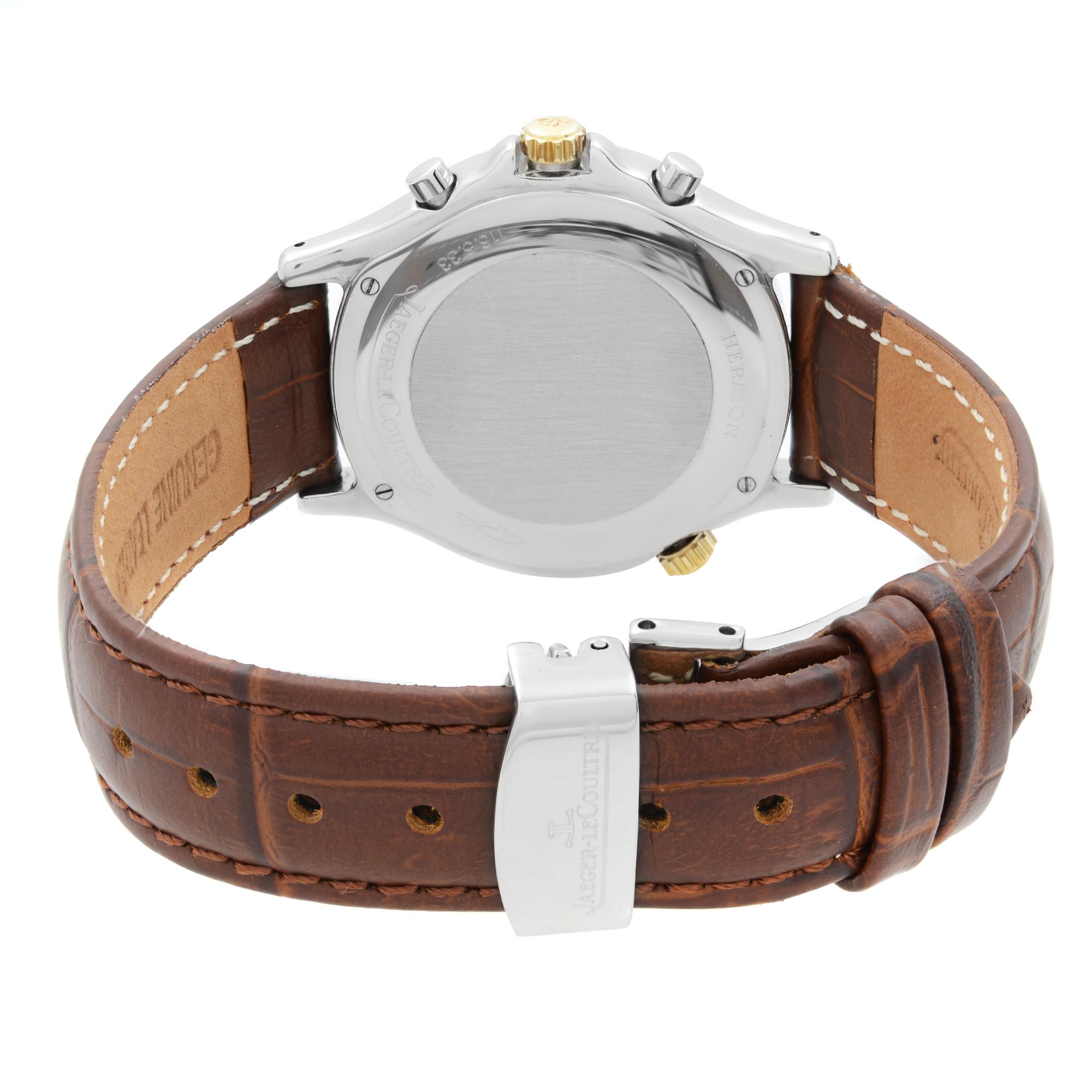 Jaeger-LeCoultre Heraion Chronograph Steel Gold Quartz Mens Watch 116.5.33 In Good Condition In New York, NY