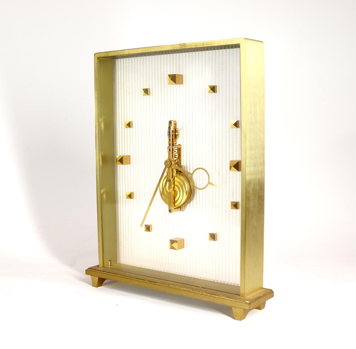 Mid-Century Modern Jaeger-LeCoultre Inline Skeleton Clock en vente