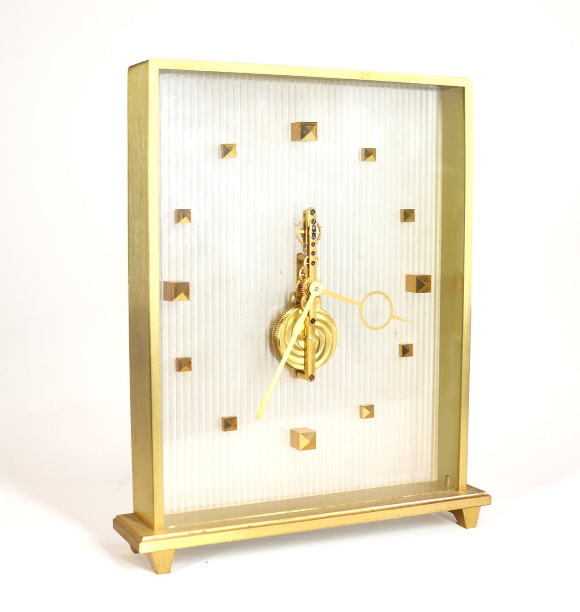 Milieu du XXe siècle Jaeger-LeCoultre Inline Skeleton Clock en vente