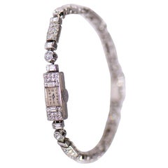 Jaeger-LeCoultre Ladies Platinum Diamond Set Bracelet Wristwatch