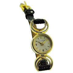 Jaeger Lecoultre Ladies Yellow Gold Art Deco Backwind Manual Wristwatch, 1950s