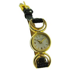 Vintage Jaeger LeCoultre Ladies Yellow Gold Art Deco Backwind Manual Wristwatch, 1950s