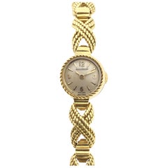 Retro Jaeger-LeCoultre Ladies Yellow Gold Mechanical 1950s Bracelet Watch