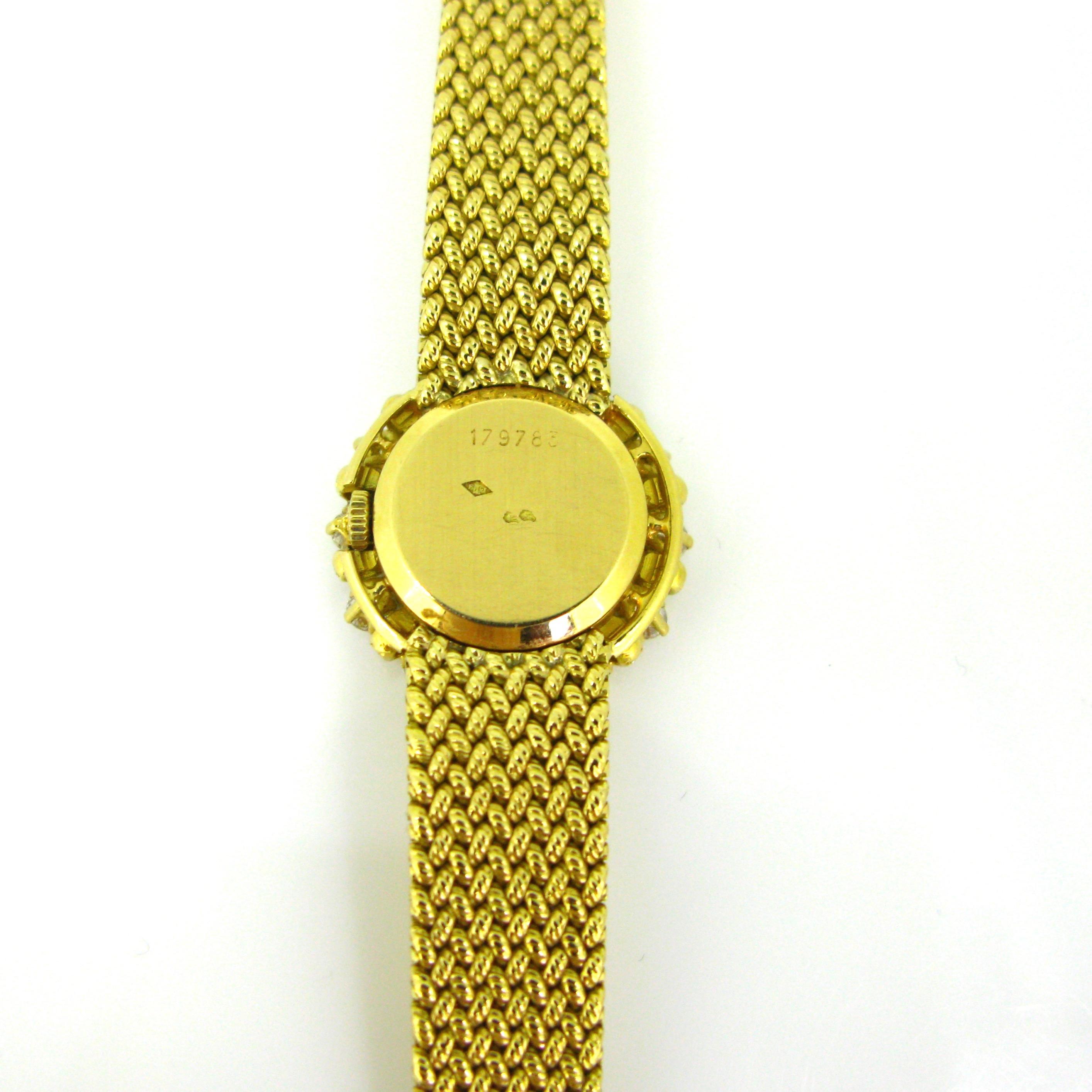 Round Cut Jaeger LeCoultre Lady Diamond Yellow Gold Manual Wind Wristwatch