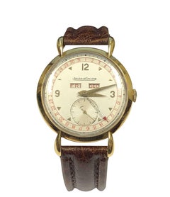 Jaeger LeCoultre Large Vintage Gold Triple Calendar Wristwatch