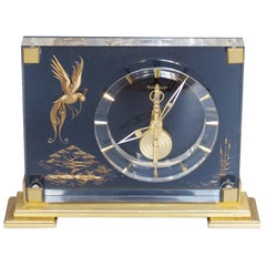 Jaeger-LeCoultre Mantel Clock Lucite and Brass, circa 1960