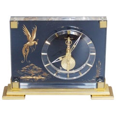 Vintage Jaeger-LeCoultre Mantel Clock Lucite and Brass, circa 1960