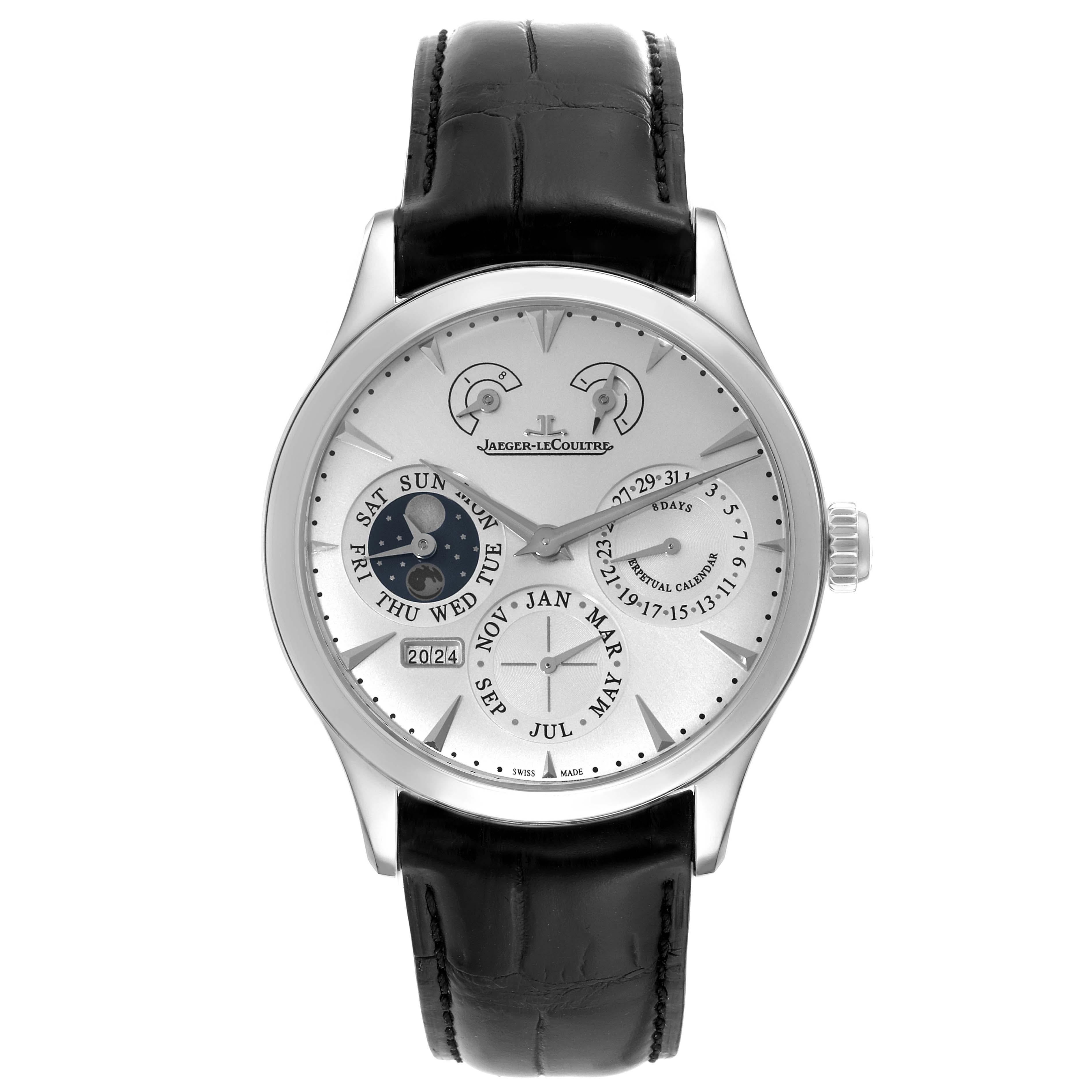 Men's Jaeger LeCoultre Master 8 Day Perpetual Calendar Steel Watch 174.8.26.S Q1618420 For Sale