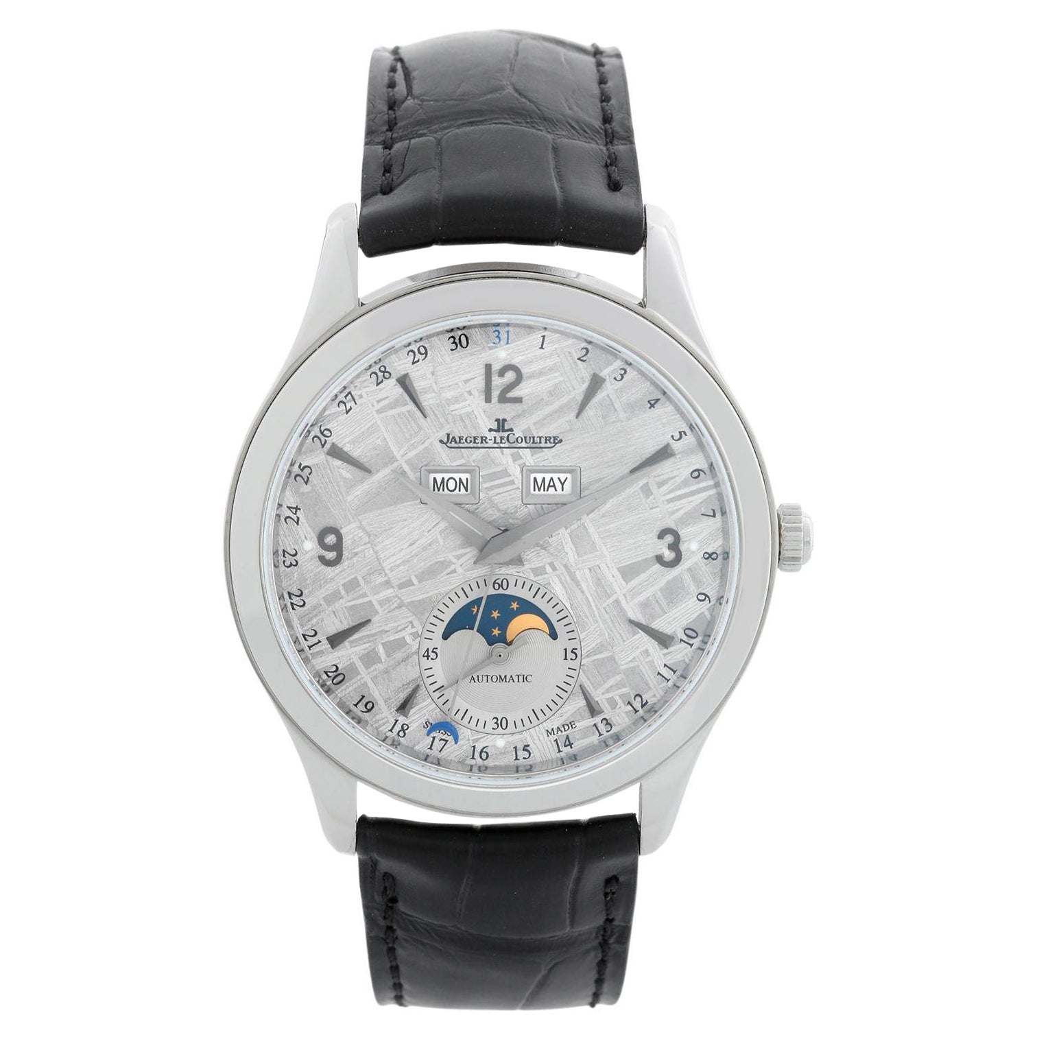 Jaeger-LeCoultre Montre Master Calendar en acier inoxydable Meteorite pour hommes Q1558421 en vente
