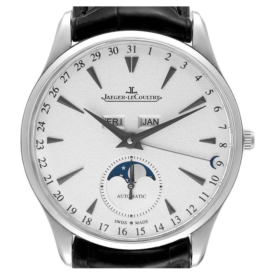 Jaeger LeCoultre Master Calendar White Gold Watch Q1263520 176.3.98.S Card For Sale