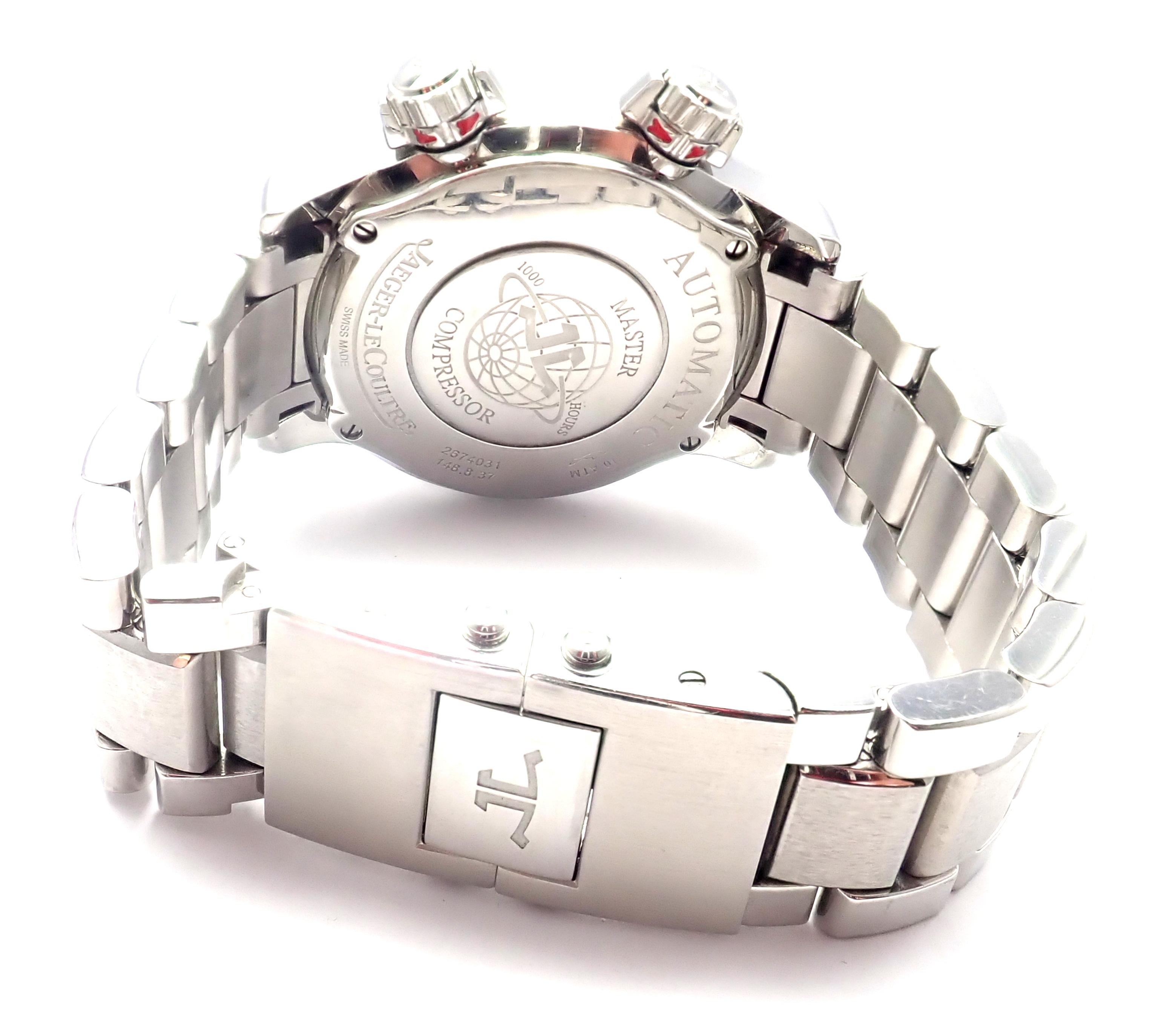 Taille brillant Jaeger LeCoultre Master Compressor Factory Montre automatique à diamants avec bracelet extra-bande en vente