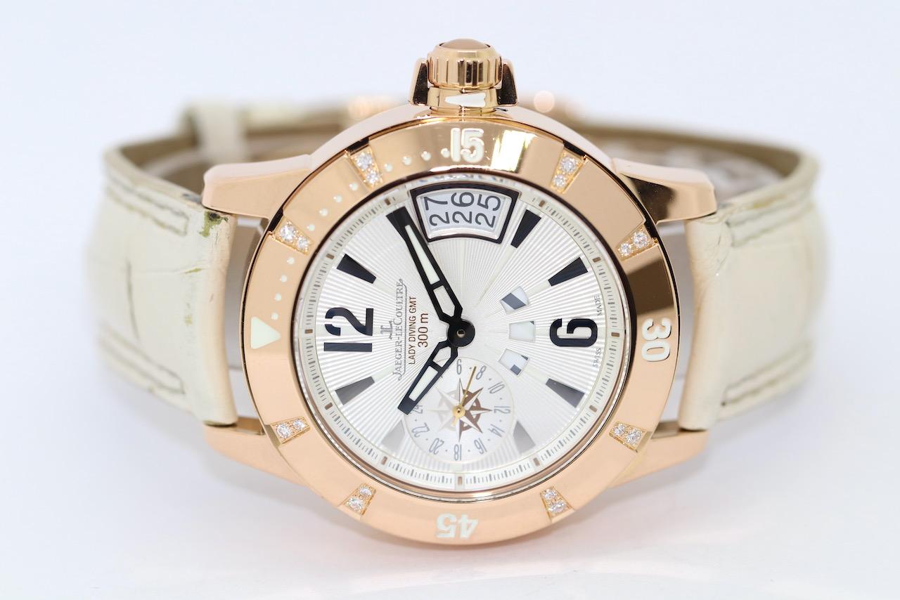 Women's Jaeger-LeCoultre Master Compressor Lady Diving GMT, 18K Roségold and Diamonds For Sale