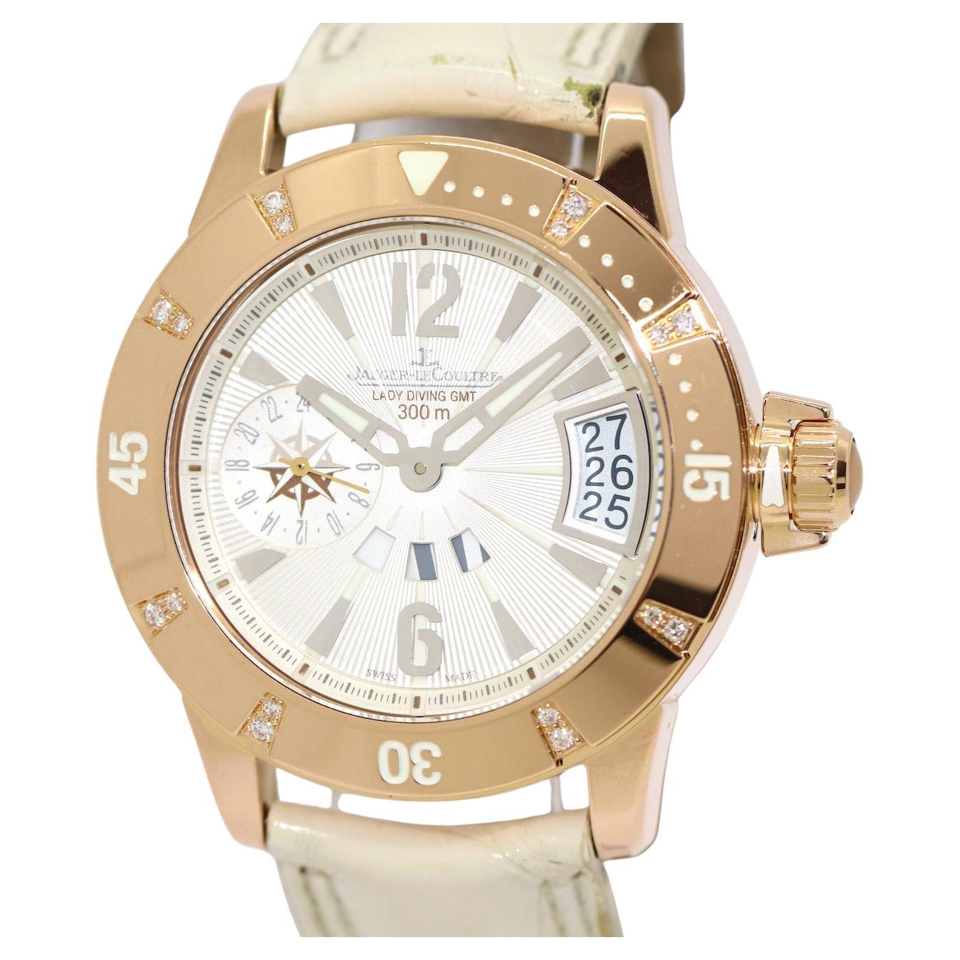 Jaeger-LeCoultre Master Compressor Lady Diving GMT, 18K Roségold and Diamonds For Sale