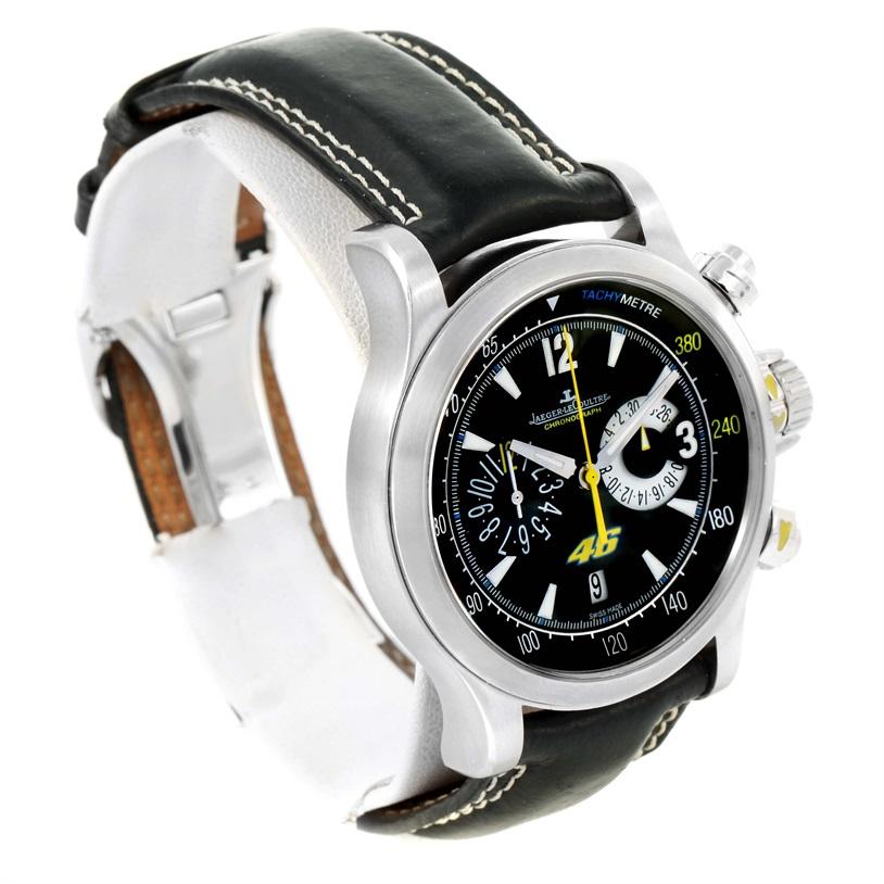 Jaeger-Lecoultre Master Compressor Valentino Rossi Watch 146.8.25. Mouvement automatique à remontage automatique. Calibre 751, rhodié, décor fausses cotes, 41.rubis, échappement à ancre à ligne droite, amortisseur de balancier monométallique, spiral