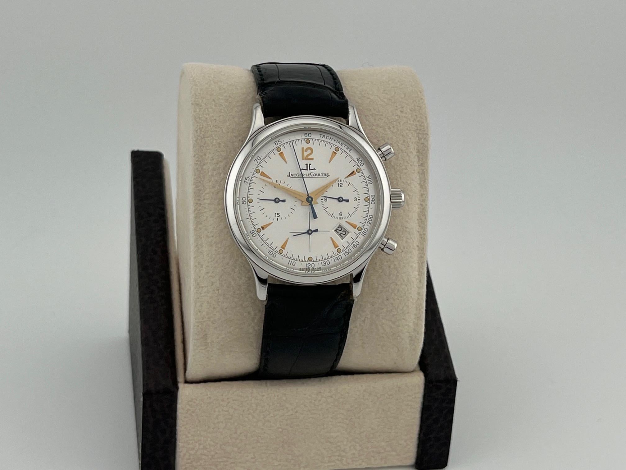 Jaeger-LeCoultre Master Control Chronograph 145.8.31 34mm Quadrante Silver Steele In condizioni buone in vendita a San Diego, CA