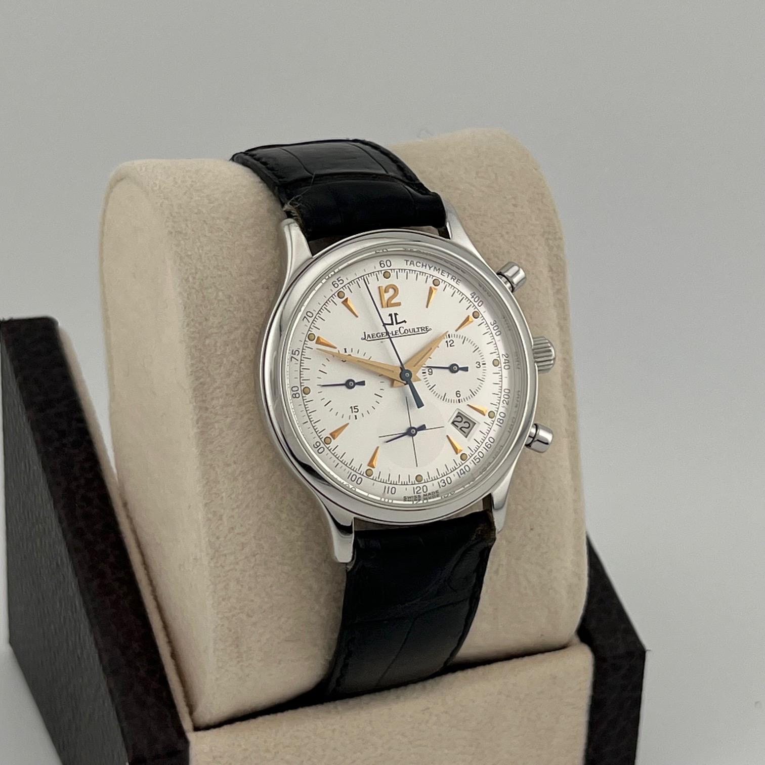 da uomo o donna Jaeger-LeCoultre Master Control Chronograph 145.8.31 34mm Quadrante Silver Steele in vendita
