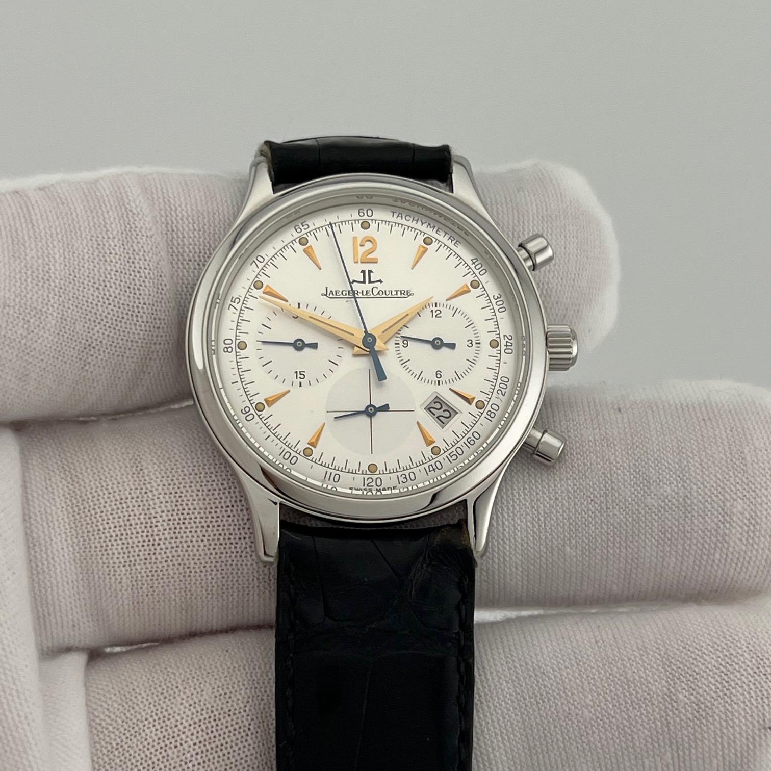 Jaeger-LeCoultre Master Control Chronograph 145.8.31 34mm Quadrante Silver Steele in vendita 3