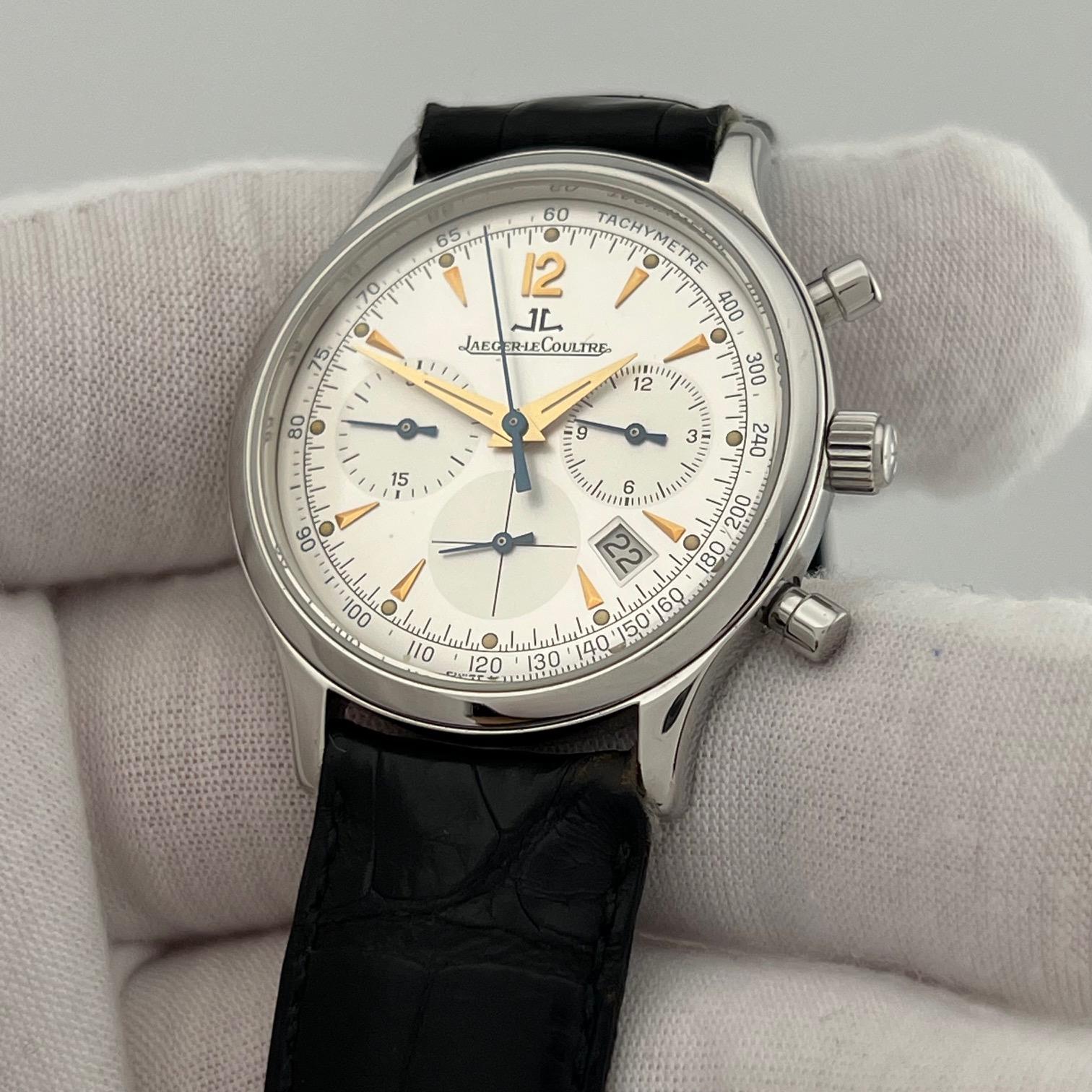 Jaeger-LeCoultre Master Control Chronograph 145.8.31 34mm Quadrante Silver Steele in vendita 4