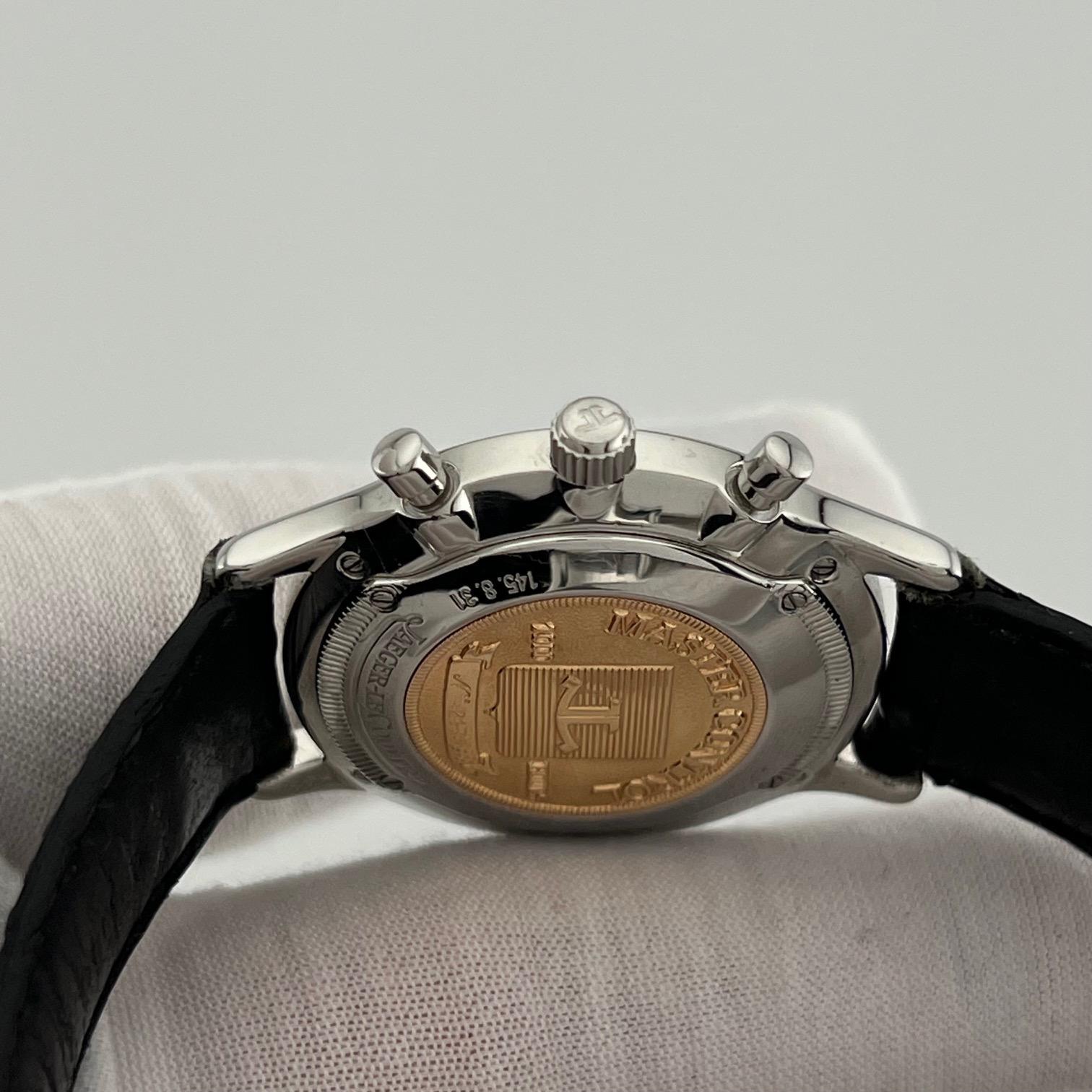 Jaeger-LeCoultre Master Control Chronograph 145.8.31 34mm Quadrante Silver Steele in vendita 5