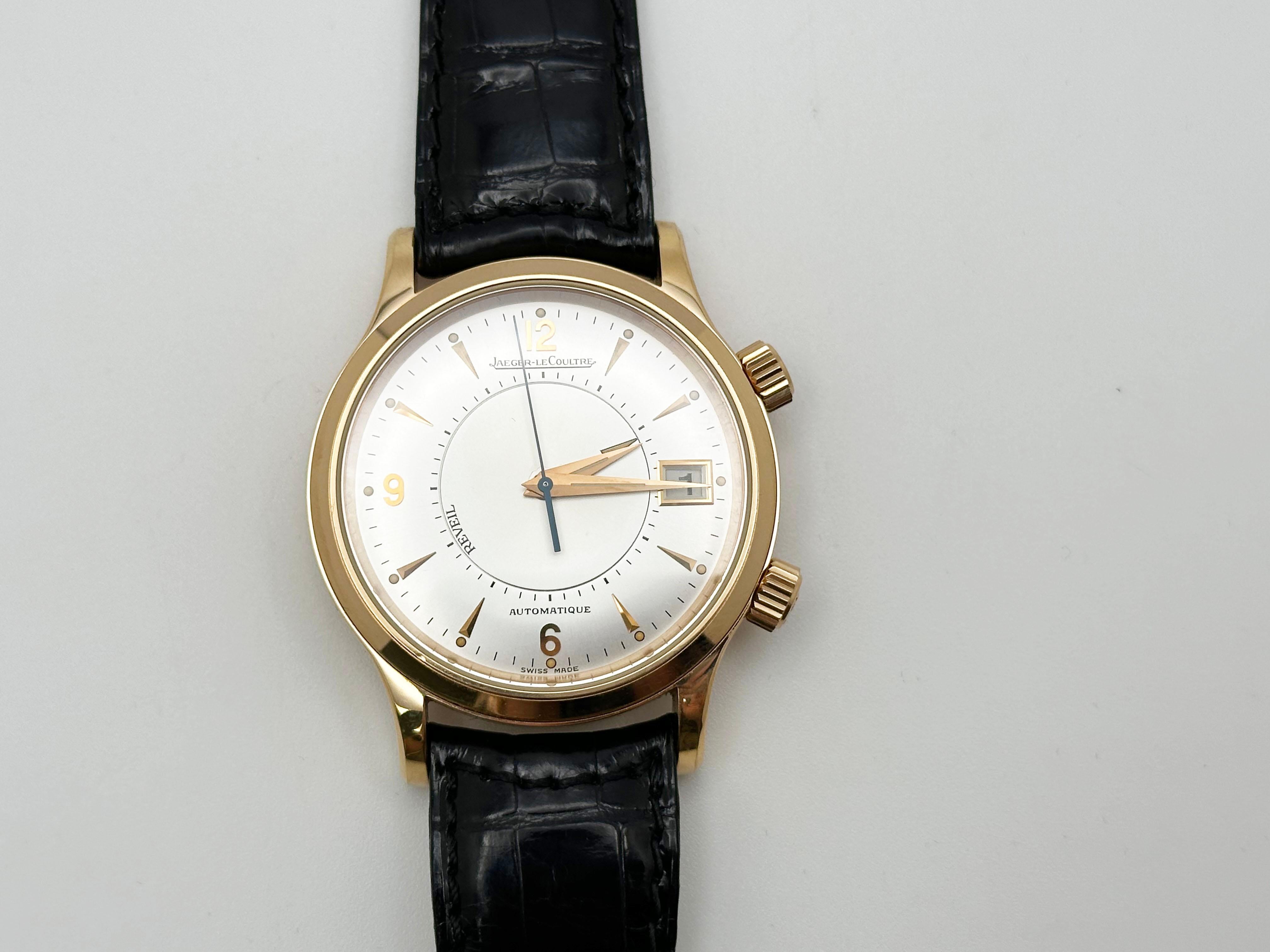 Jaeger-Lecoultre Master Control Reveil Alarm 141.2.97 Silver Dial 18K Rose Gold For Sale 4