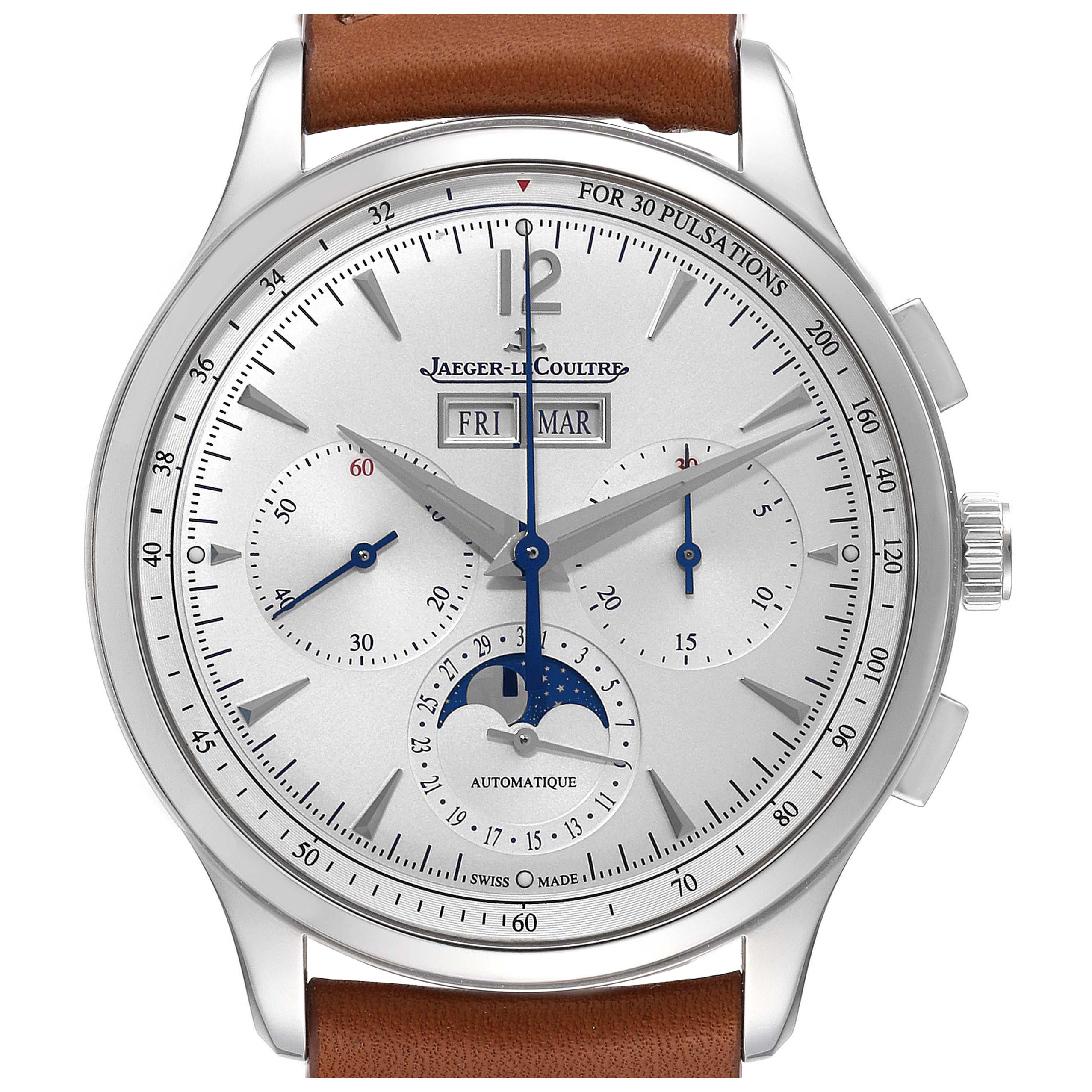 Jaeger Lecoultre Master Control Steel Mens Watch 830.8.C9.S Q4138420 Box Card For Sale