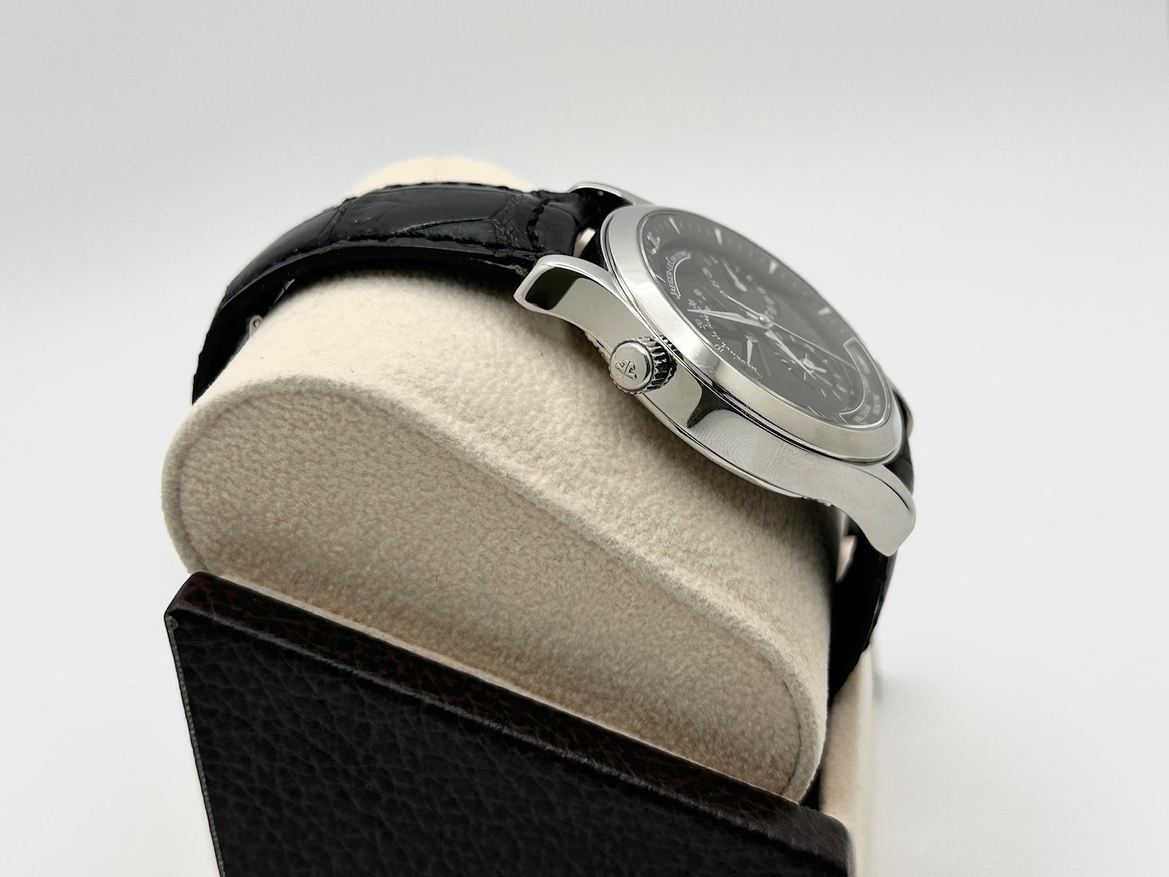 Jaeger-LeCoultre Master Geographic 142.8.92.S Cadran noir Acier inoxydable Excellent état - En vente à San Diego, CA
