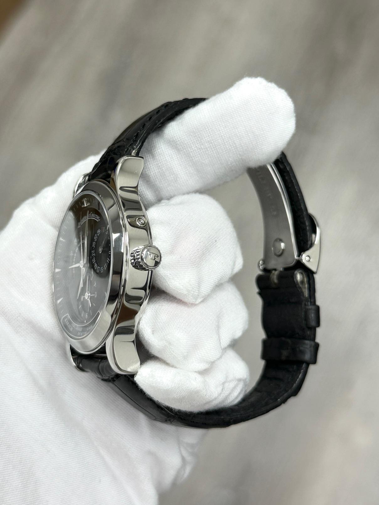 Jaeger-LeCoultre Master Geographic 142.8.92.S Cadran noir Acier inoxydable en vente 4