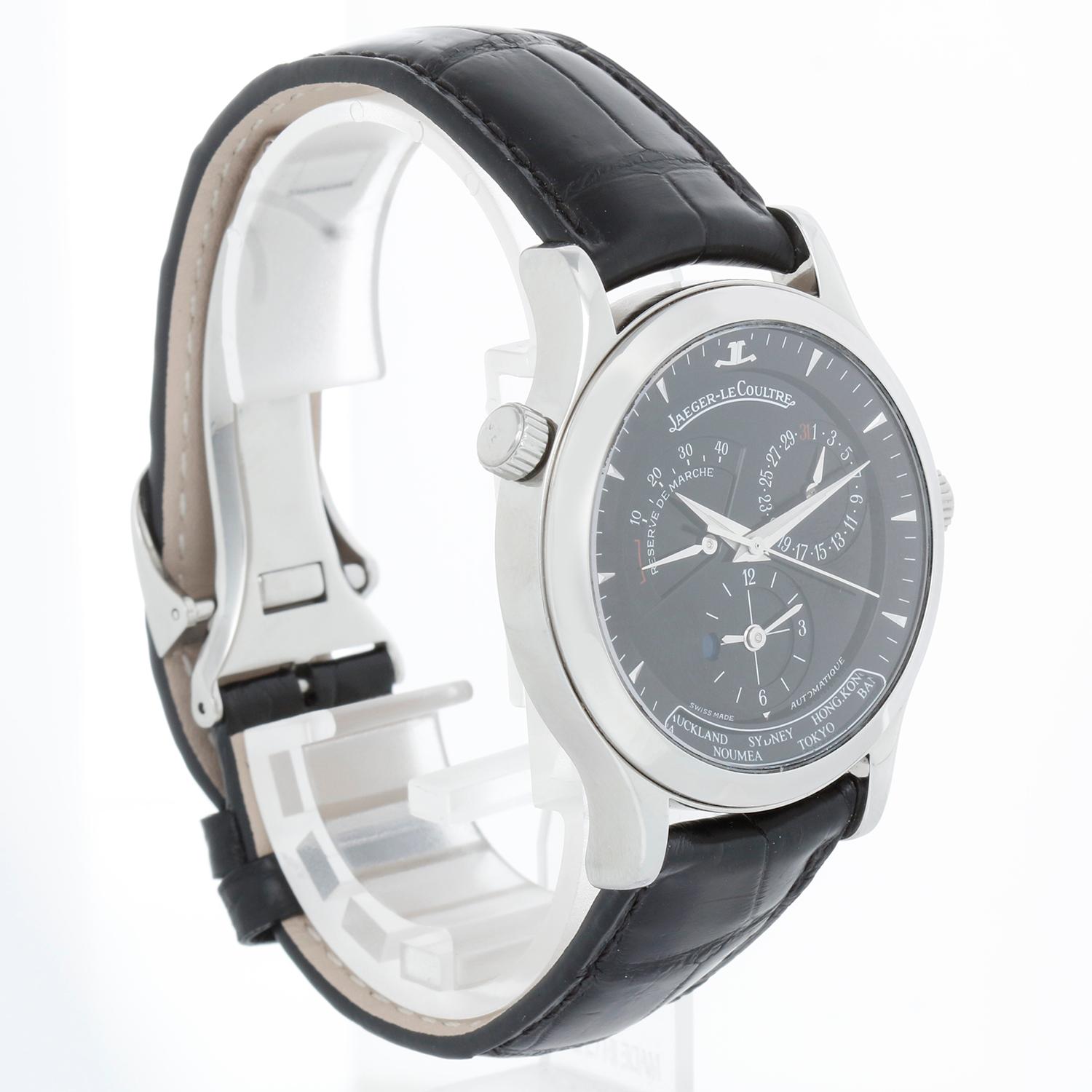 Jaeger-LeCoultre Master Geographic Stainless Steel Ref 142.8.92S Watch In Excellent Condition In Dallas, TX