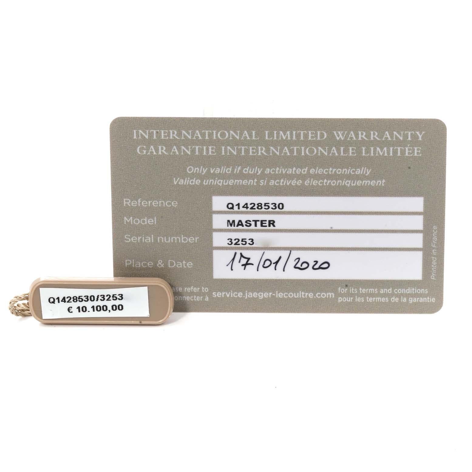 Jaeger LeCoultre Master Geographic Steel Mens Watch 176.8.92.S Q1428530 Box Card 4