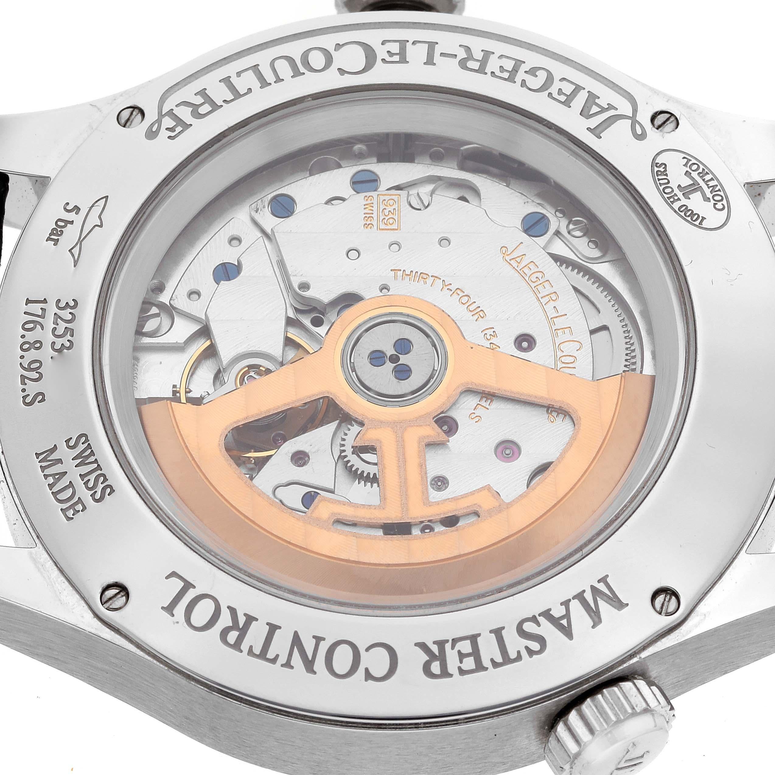 Men's Jaeger LeCoultre Master Geographic Steel Mens Watch 176.8.92.S Q1428530 Box Card