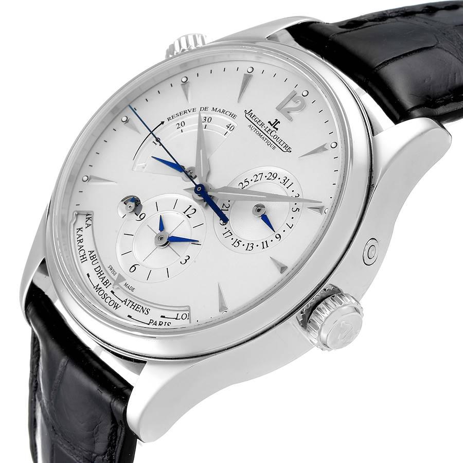 Jaeger Lecoultre Master Geographic Watch 176.8.29.S Q1428421 Box Papers In Excellent Condition For Sale In Atlanta, GA