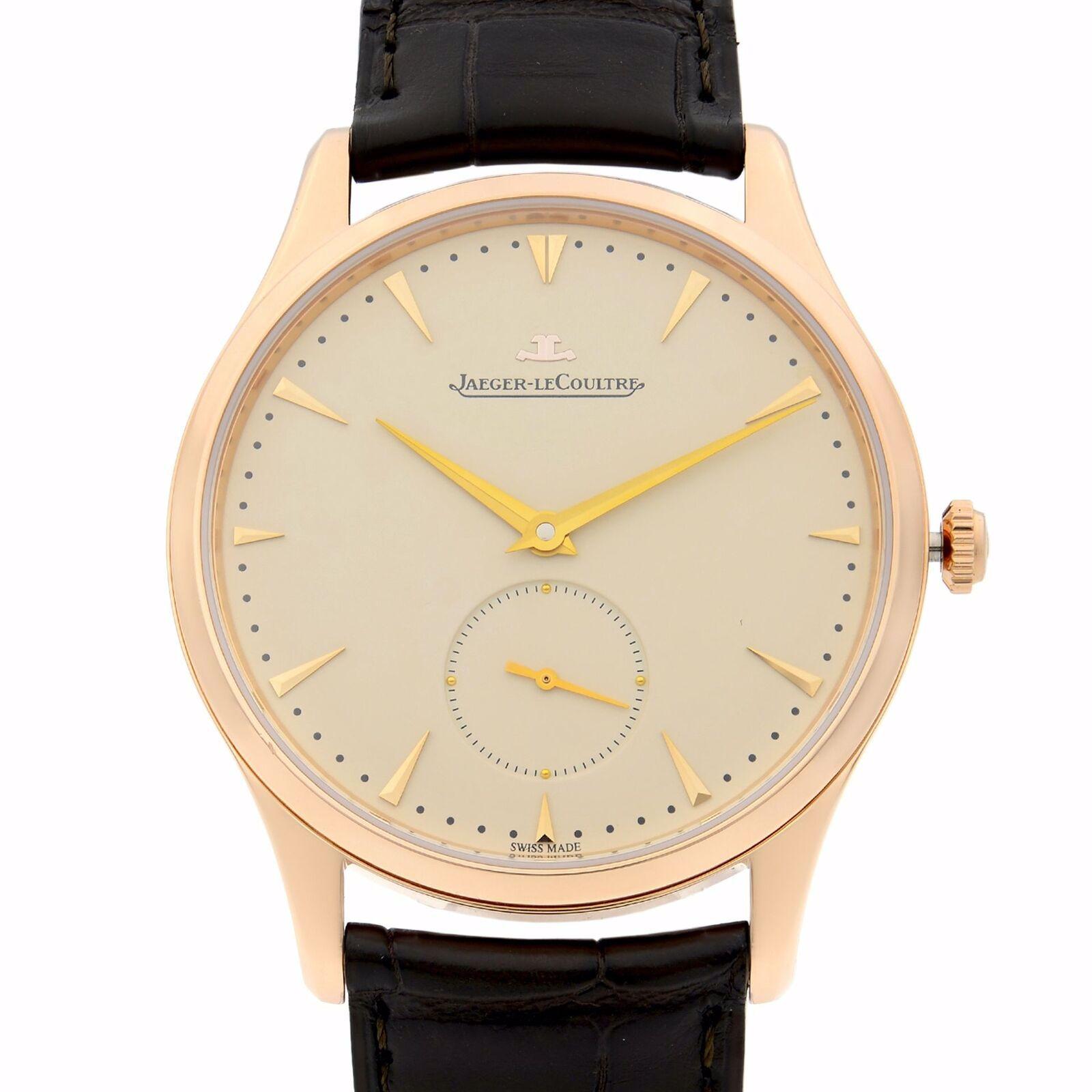 This  Jaeger-LeCoultre Master Grande Q1352420 is a beautiful men's timepiece that is powered by mechanical (automatic) movement which is cased in a rose gold case. It has a round shape face, small seconds subdial dial and has hand sticks style