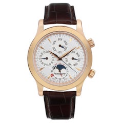 Jaeger-LeCoultre Master Memovox 18K Rose Gold Silver Dial Mens Watch 146.2.95