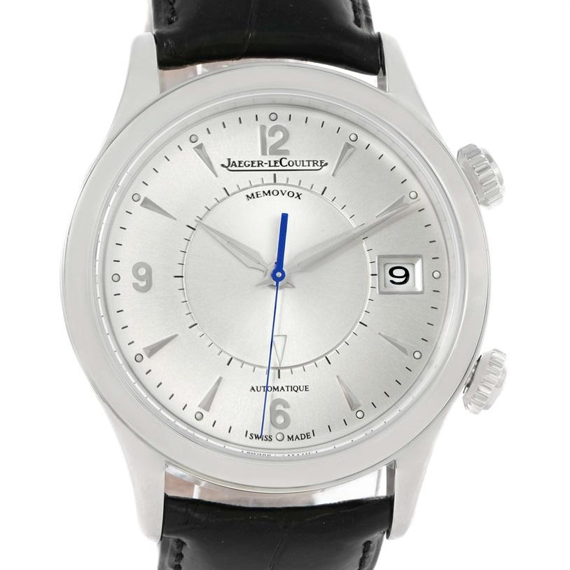 Jaeger Lecoultre Master Memovox Silver Dial Watch 174.8.96 Q1418430 In Excellent Condition In Atlanta, GA