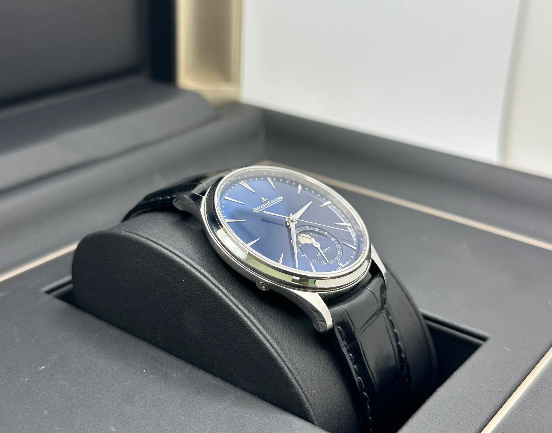 Jaeger-Lecoultre Master Ultra Thin Moon Q1368480 Blue Dial Stainless Box Papers For Sale 1