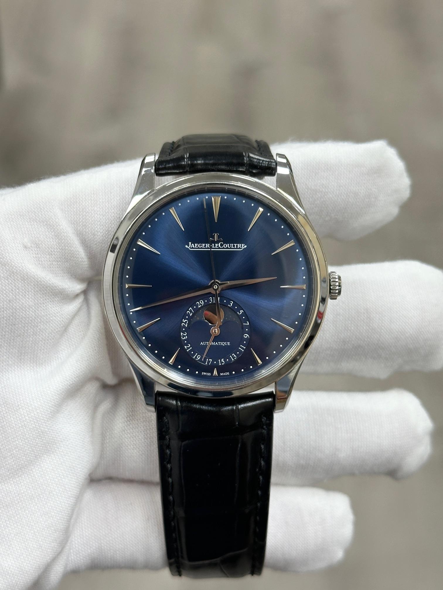 Jaeger-Lecoultre Master Ultra Thin Moon Q1368480 Blue Dial Stainless Box Papers For Sale 5