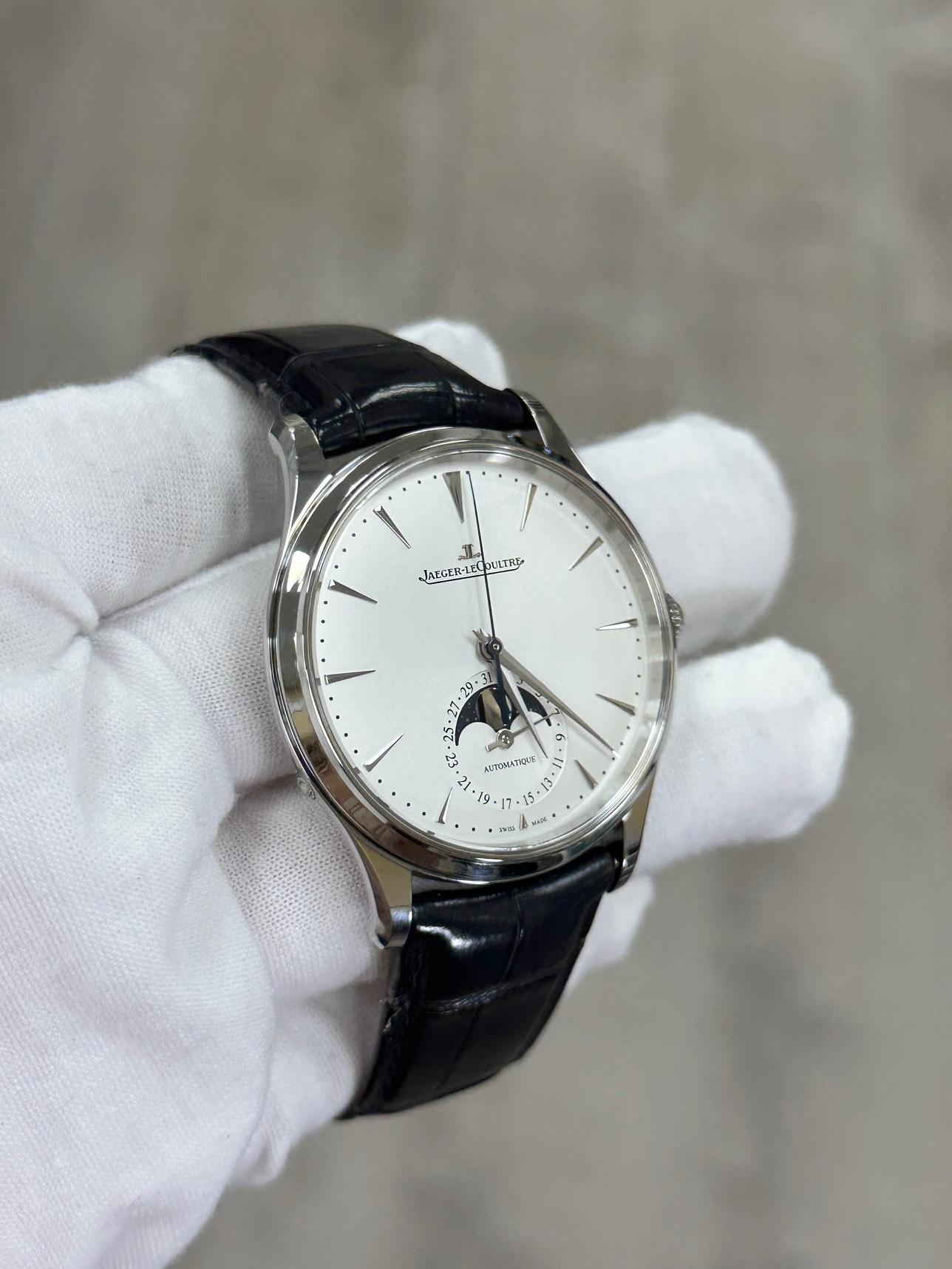 Jaeger-LeCoultre Master Ultra Thin Moonphase Q1368430 39mm Steel Box Papers 2022 en vente 8