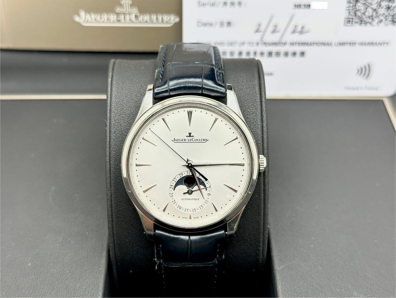 Jaeger-LeCoultre Master Ultra Thin Moonphase Q1368430 39mm Steel Box Papers 2022 Excellent état - En vente à San Diego, CA