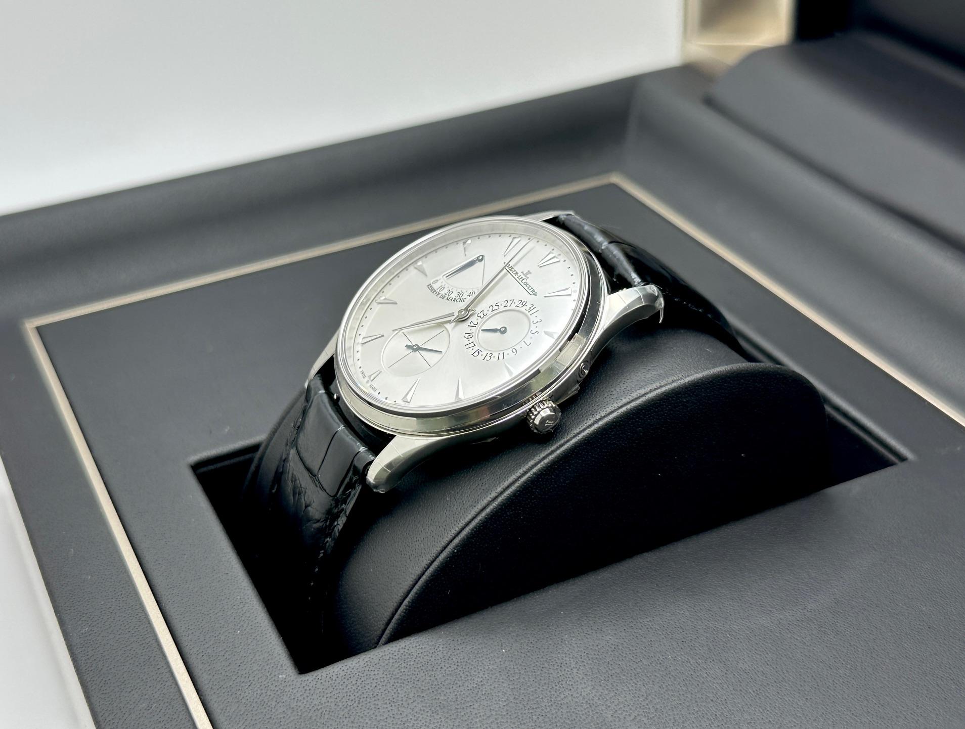 Jaeger-LeCoultre Master Ultra Thin Reserve De Marche Q1378420 Carta della scatola d'acciaio In condizioni ottime in vendita a San Diego, CA