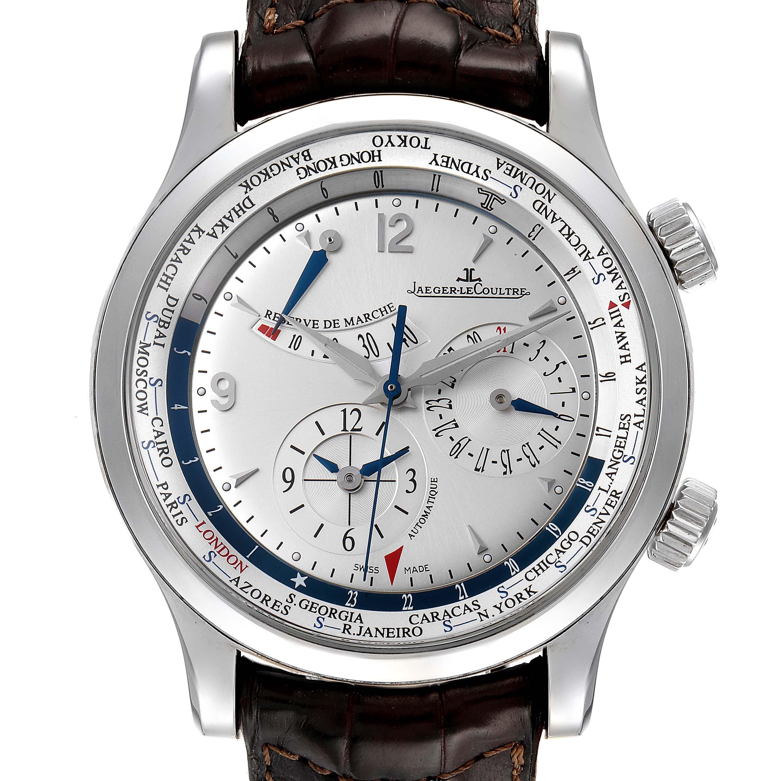 Jaeger-LeCoultre Master World Geographic Herrenuhr 146.8.32.S Q1528420. Automatisches Uhrwerk mit Automatikaufzug. Rhodiniert, 