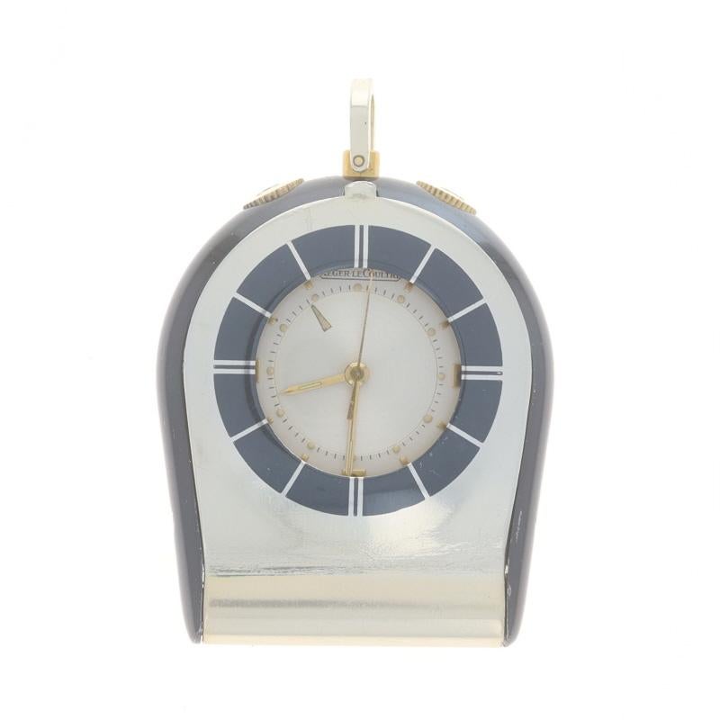Jaeger LeCoultre Memovox Unisex Travel Alarm Clock -Gold Toned Silver Toned Sits In Excellent Condition In Greensboro, NC