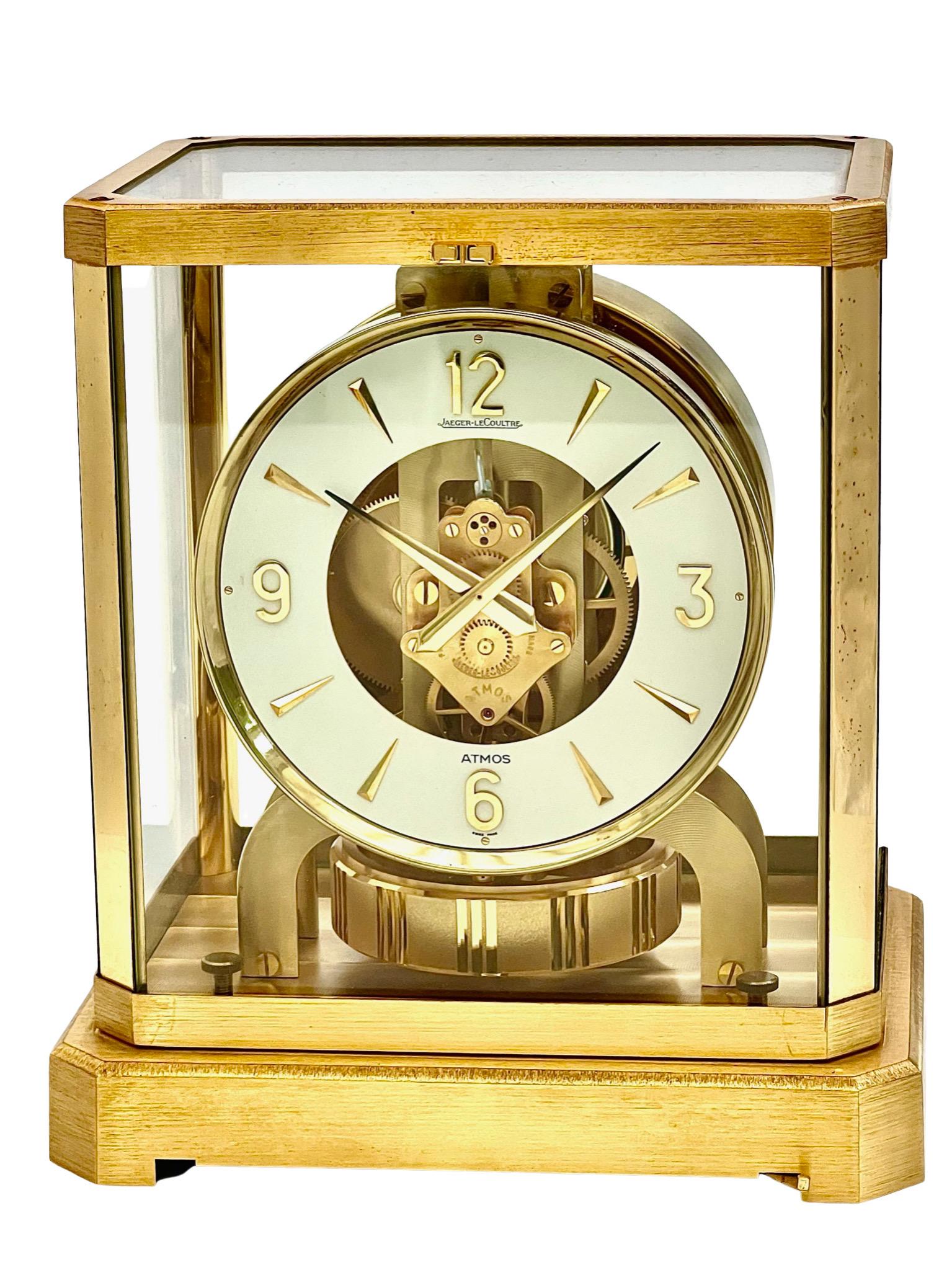 Mid-Century Modern Jaeger LeCoultre Mid Century Brass and Glass Atmos Clock